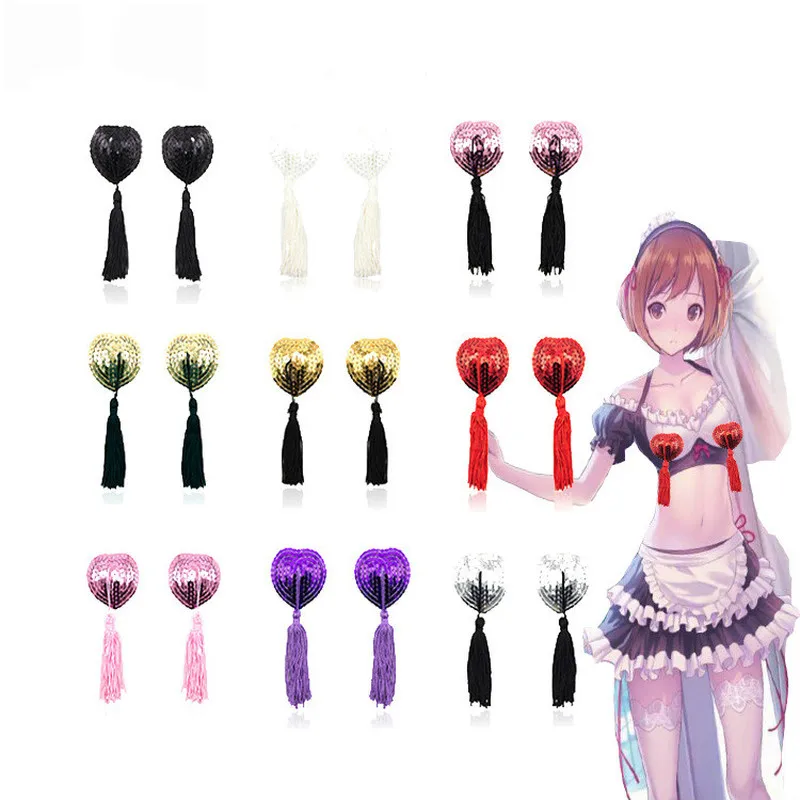 Интимные секс игрушки женские блестящие кисточки наклейки на грудь в виде