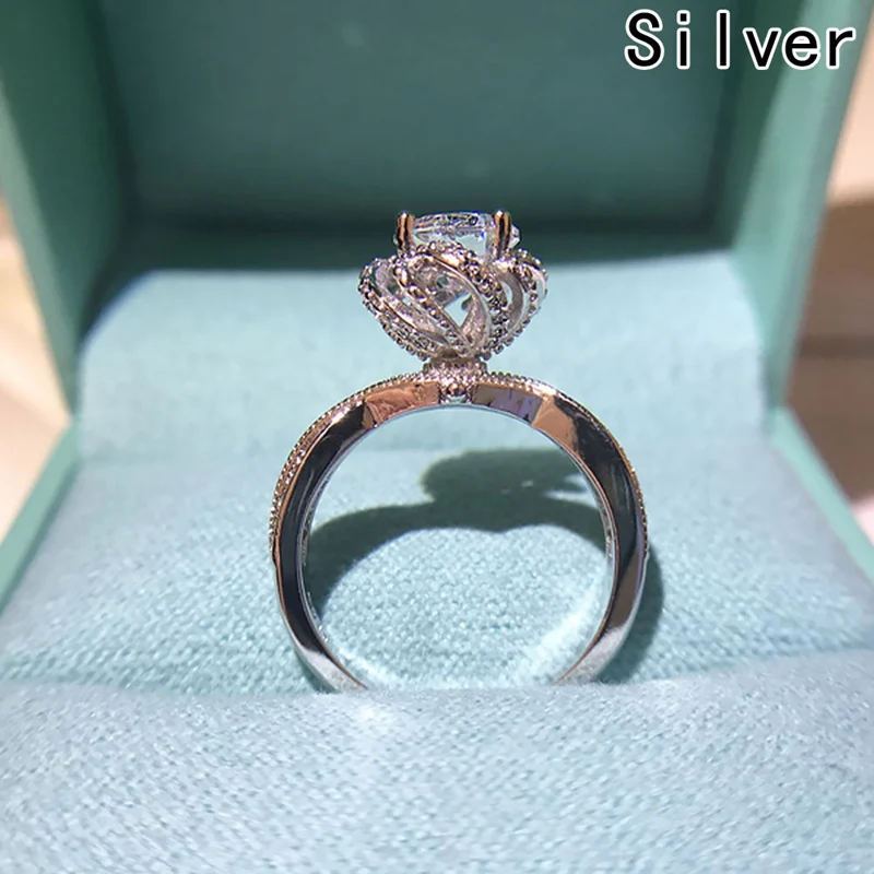 

2018 New Style Ring Flower Twist High Twist Eros Drop Ring White Gold Color Ring Rose Gold Color Pated Brilliant Round Ring