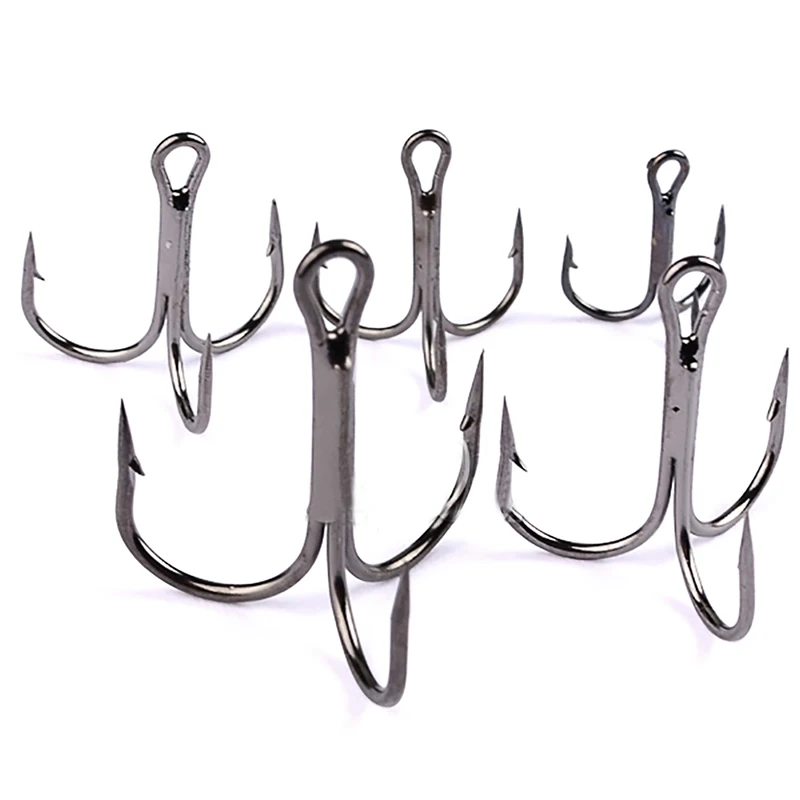 

50pc Fish Hook Fishing Hook High Carbon Steel Hook Fishing Tackle Round Bent Treble Saltwater Barbed Hook New 2018