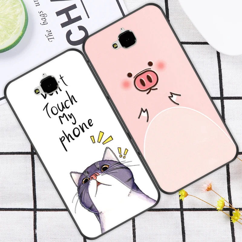

ShuiCaoRen Silicone Phone Case For Huawei Enjoy 5 / Y6 Pro Cute Cartoon Cat Pig Phone Cover Bag For Huawei Honor 4C Pro Case