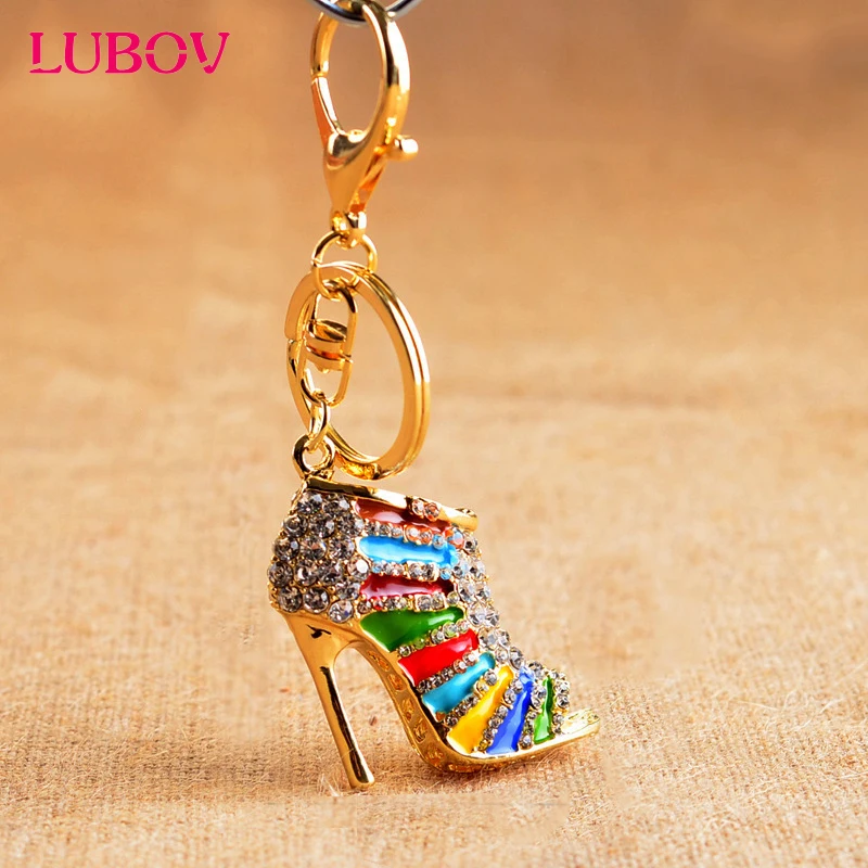 

Colorful 2018 Creative Hollow High Heel Shoes Key Chain Ring Holder Fashion Cute Purse Keyring Women Bag Accessory Jewelry Gift
