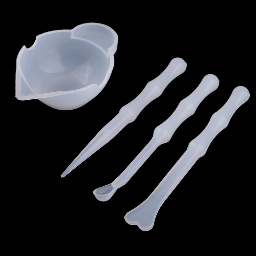 4pcs UV Resin Color Mixing Silicone Cup Mini Silicone Mixing Dish Stirrers Epoxy Resin DIY Decoration Jewelry Making Tools Set