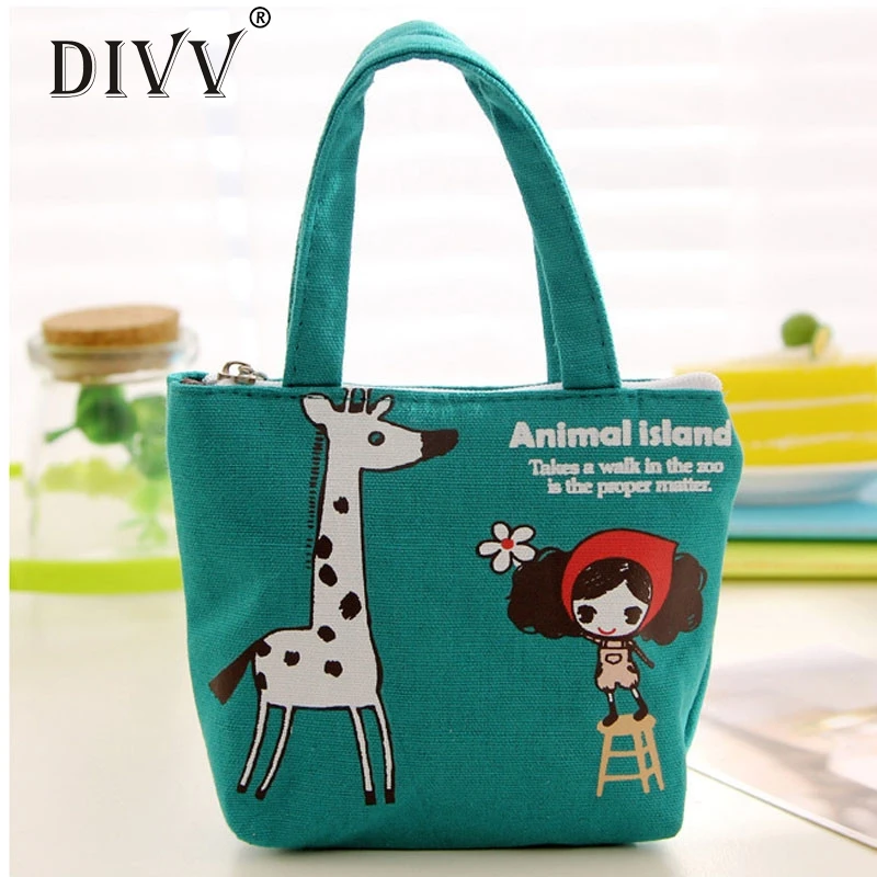 

DIVV Women Portable Bag Linen Package Handbag Totes Shopper Giraffe Pattern Levert Dropship storage boxes blankets L723