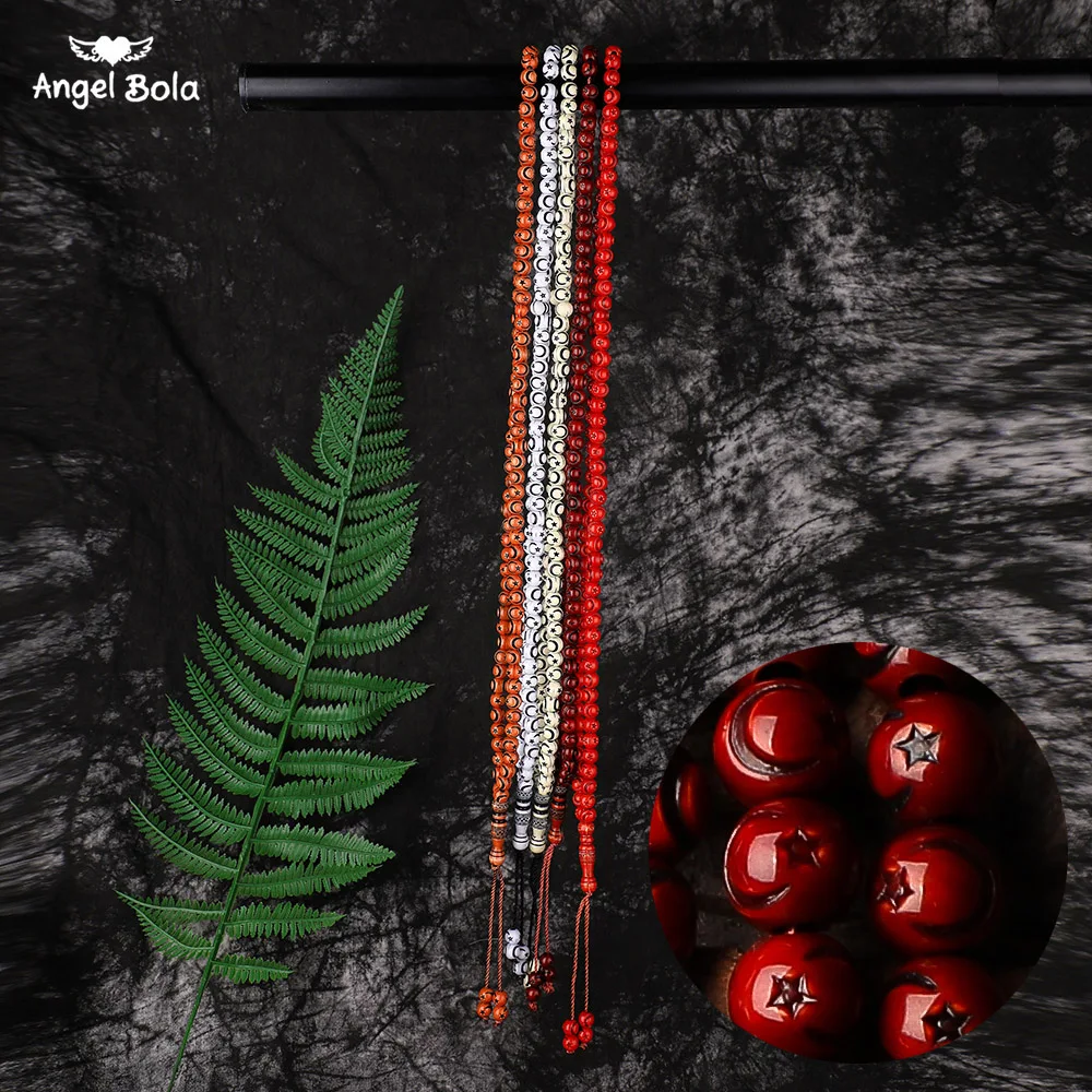 

8mm Natural Tassel Pendant 99 Prayer Beads Islamic Muslim Tasbih Allah Mohammed Rosary for Middle East Women Men