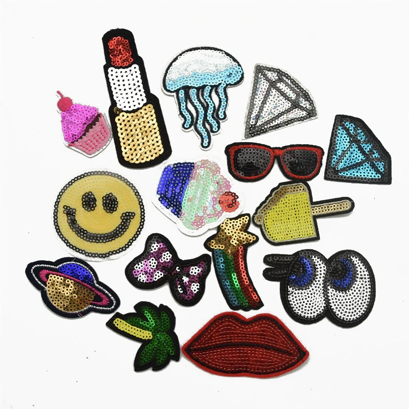 

10pcs Small Sequins Embroidery Sew on Iron On Patch Badge Fabric Applique