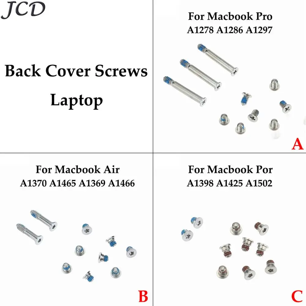 Винты для задней крышки корпуса JCD MacBook Pro A1502 A1425 A1398 A1278 A1286 A1297 Air A1370 A1465 A1369 A1466 |