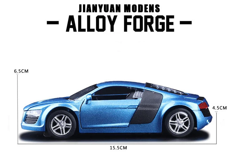 

New 1:32 AUDI R8 Metal Toy Cars Model With Musical Flashing Pull Back Car Miniatures Gifts For Children Free Shipping