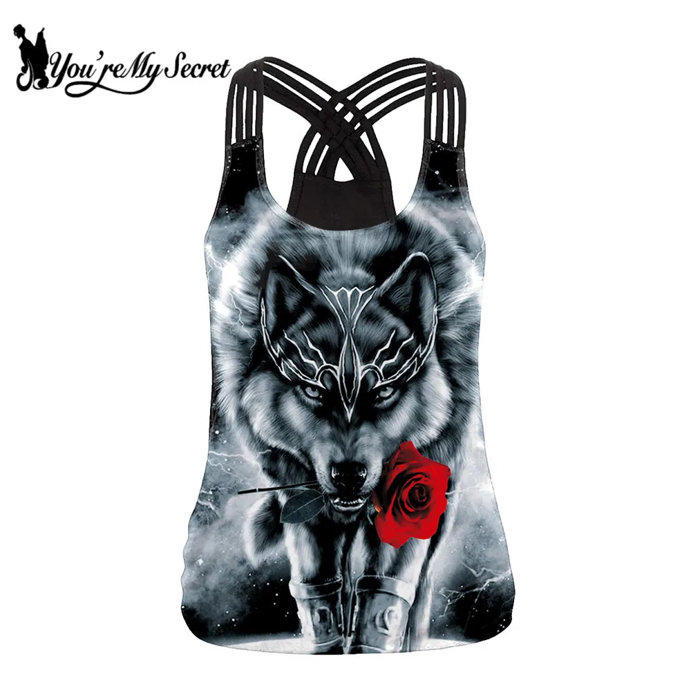 

[You're My Secret] Game of Thrones Direwolf Printing Women Tank Top Sexy Slim Backless Sling Tops Streetwear Vest For Female