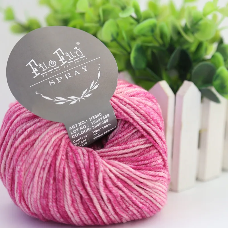 

High Quality Wholesale 100g/Lot Worsted Soft Baby100% Wool Yarn Skeins Hand Knitting Painting Dyed Crochet Yarns