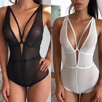 

Sexy-Lingerie-Sleepwear-Lace-Women's-Bodysuit-Dress-Underwear-Babydoll-Nightwear Black White Lady Bodysuits