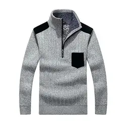 Gresanhevic Новый Для мужчин с длинным рукавом из мягкой эластичной Half-Zip Повседневный пуловер свитер