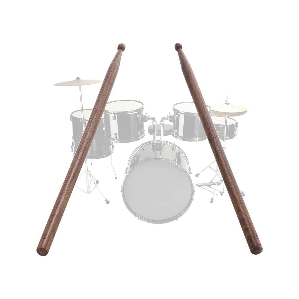 

Pair of 5B Drumsticks Sticks Wave-shape Wood Tip Percussion Accessories for Drum Set Adopt for Black Walnut Wood
