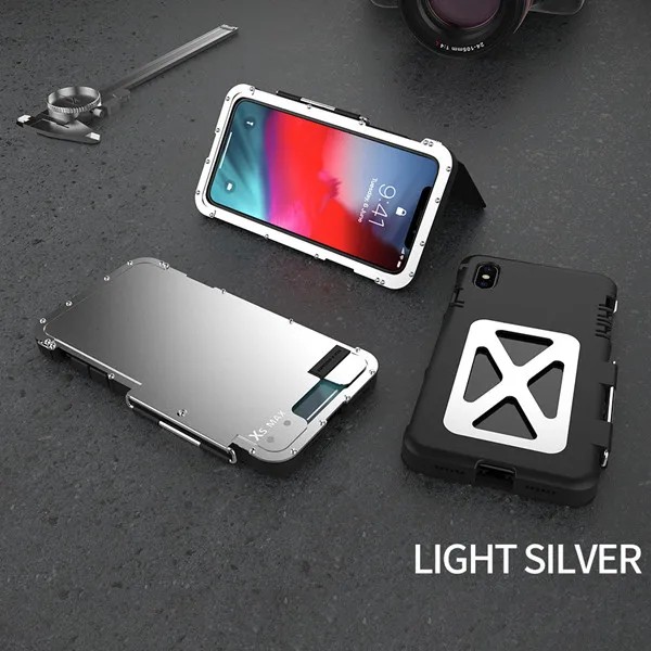 Для Iphone X XS максимальный чехол металлический алюминиевый Броня Бампер Защитный чехол для XR XS сверхмощный телефон противоударный Броня чехол для телефона - Цвет: silver