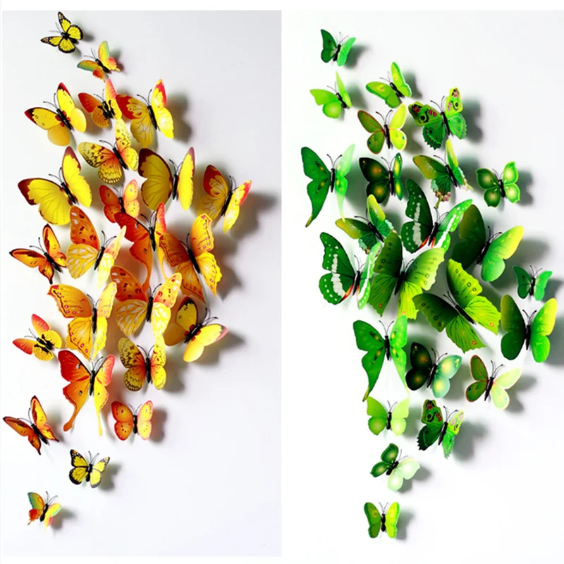 12 pcs/set DIY 3D Butterfly wall stickers home decor for living room,bedroom,kitchen,toilet,and Festive wedding decoration ws006