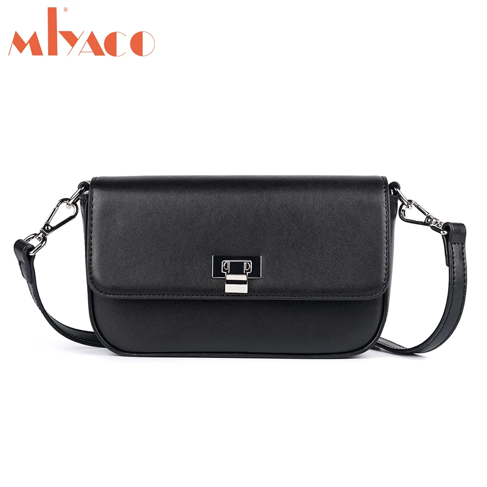 

MIYACO Casual Women Flap bags Genuine leather Messenger bag Single Shoulder Bags Lady's Purse Case Cover Black