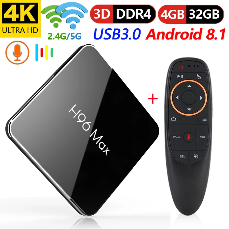 Android 8.1 TV Box H96 Max X2 Amlogic S905X2 4 GB 32 GB Quad Core 2.4G+5 GHz Wifi 100M H.265 4 K Media Player Smart Set Top Box Android 8.1 TV Box H96 Max X2 Amlogic S905X2 4 GB 32 GB Quad Core 2.4G+5 GHz Wifi 100M H.265 4 K Media Player Smart Set Top Box