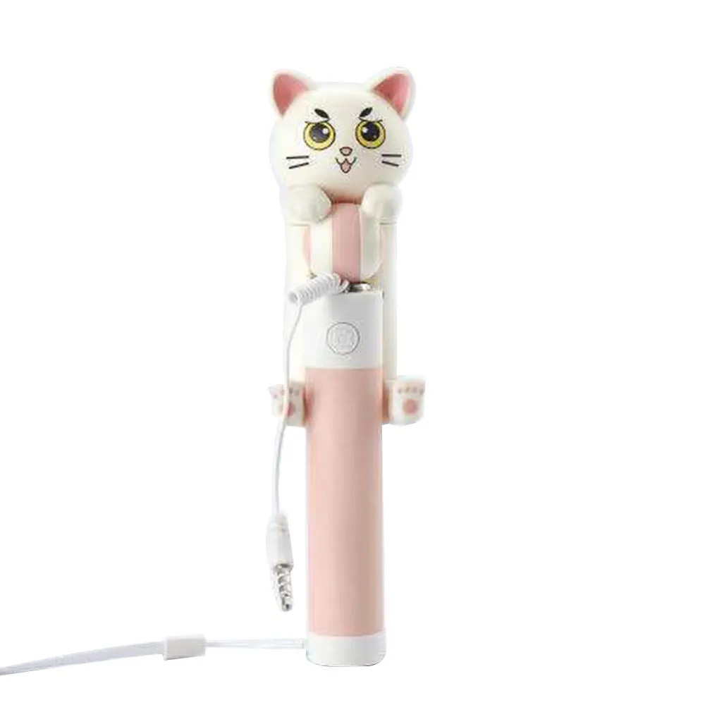 

Gizcam Wired Selfie Stick Cute Cartoon Character Mini Cat Stainless Steel Handheld Selfie Stick for Xiaomi Huawei iPhone