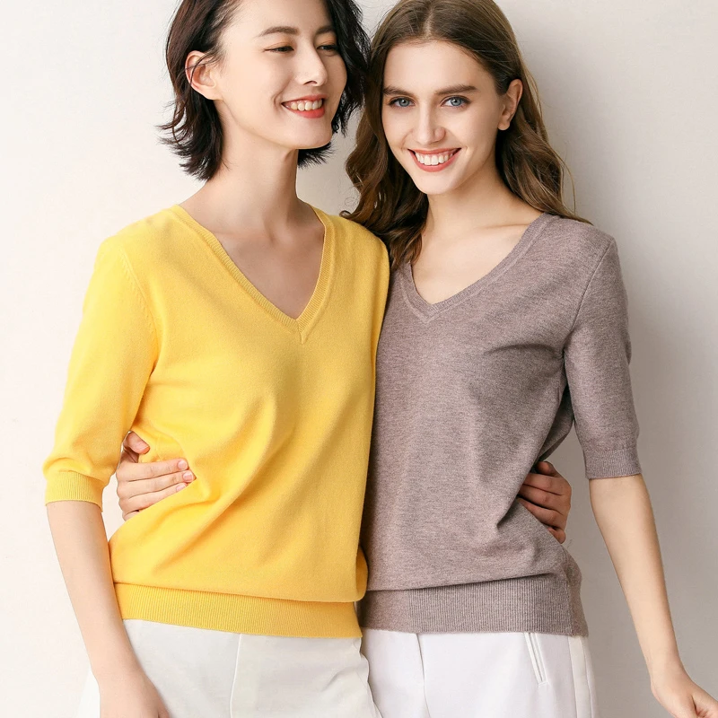 

Knit Loose Women's Shirt Autumn Cashmere Sweater Cotton Shirt Plus Size t-shirts Tops Casual Ladies T Shirt