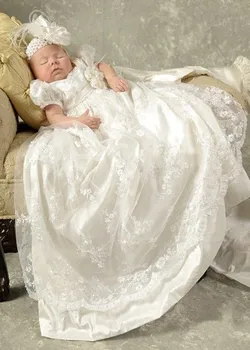 

2019 High Quality Baby Infant Girls Christening Dresses White Ivory Baptism Gowns for Little Babys with Soft Lace