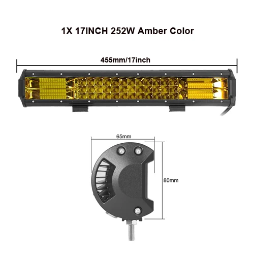 17 20 23 26 32 дюйма 360 Вт трехрядный светодиодный светильник Янтарный комбинированный противотуманный привод лампы для внедорожников Лодка ATV 4x4 4WD морской - Цвет: 17inch 252W
