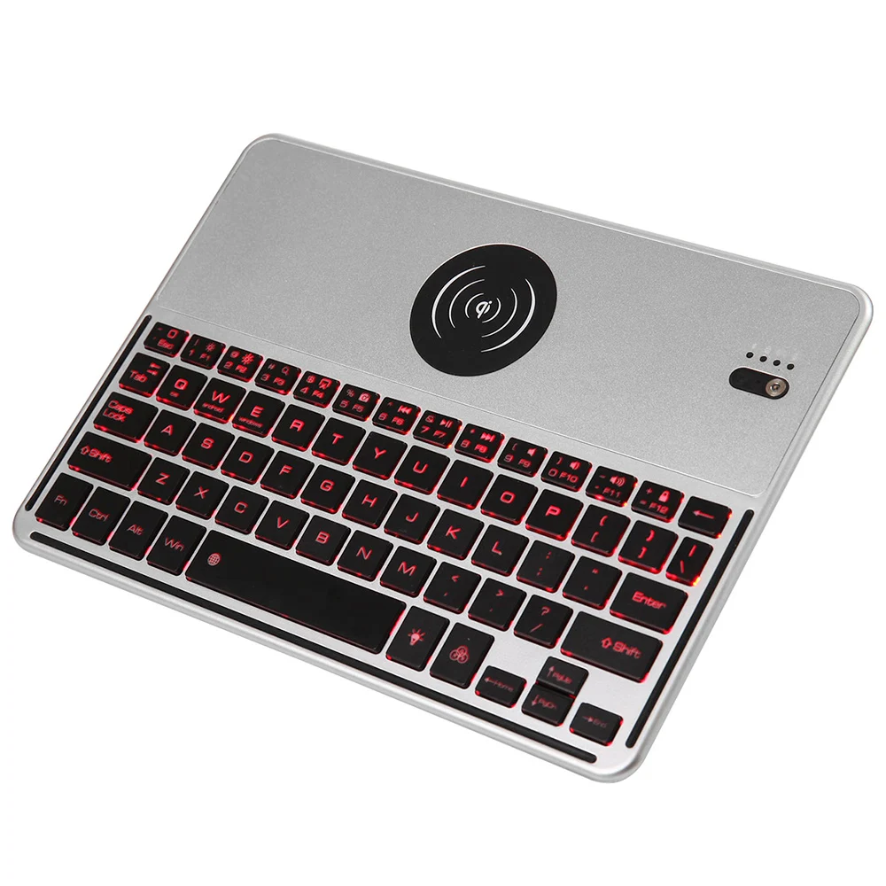 

2038 Bluetooth Wireless Keyboard 7 LED Backlights Bluetooth Keyboard with Wireless Charging Function for IOS Android Windows