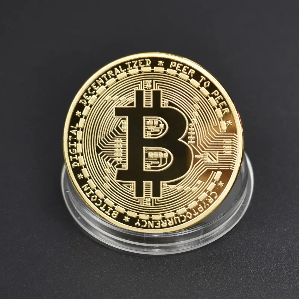 Позолоченная деталь Биткоин металлическая монета физическая криптовалюта