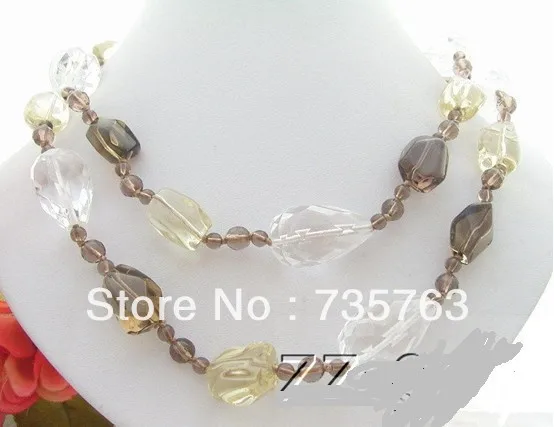 

xiuli 00298 Smoky Quartz&Crystal Necklace