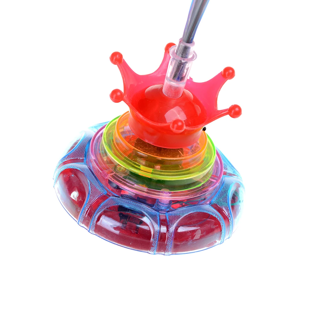Красочные Творческие Корона Оптическое волокно мигающий Музыка Гироскоп peg-top Электрический волчок гироскоп дети НЛО игрушка