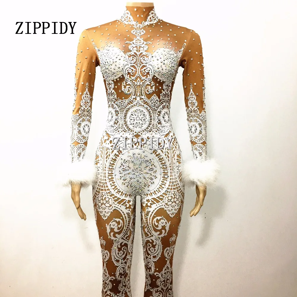white rhinestone jumpsuit