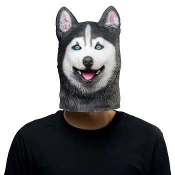 

Halloween Animal Latex Masks Siberian Husky Dog Full Face Mask Adult Cosplay Props