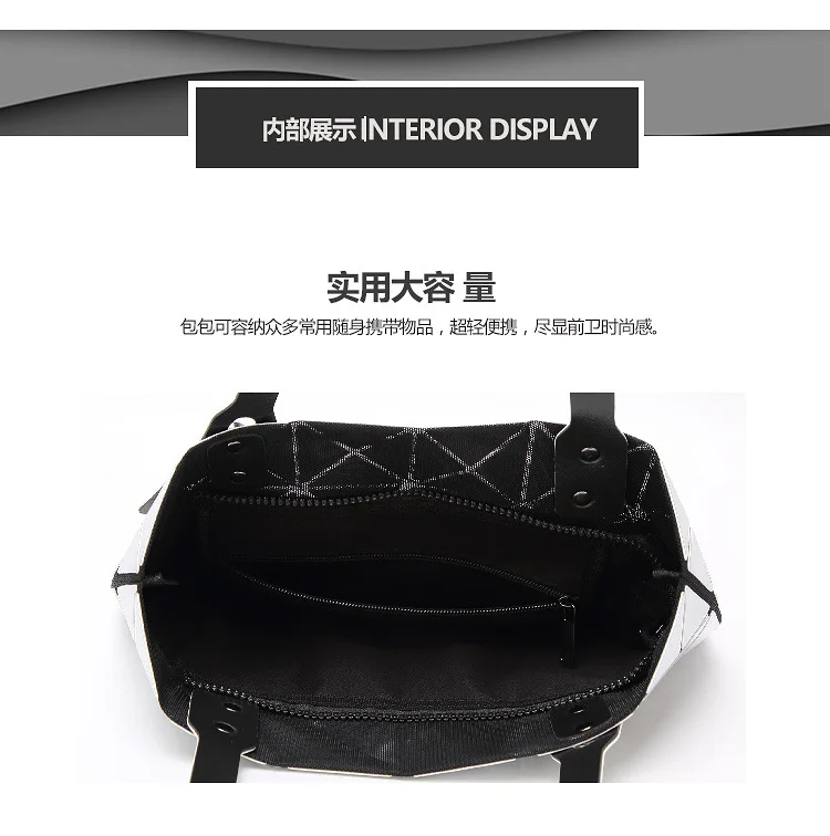 ZYJ Deformable Women Laser Geometry Quilted Plaid Pearlescent Handbag Shoulder Bags Casual Sequins Lattice Foldable Tote Bag (35)