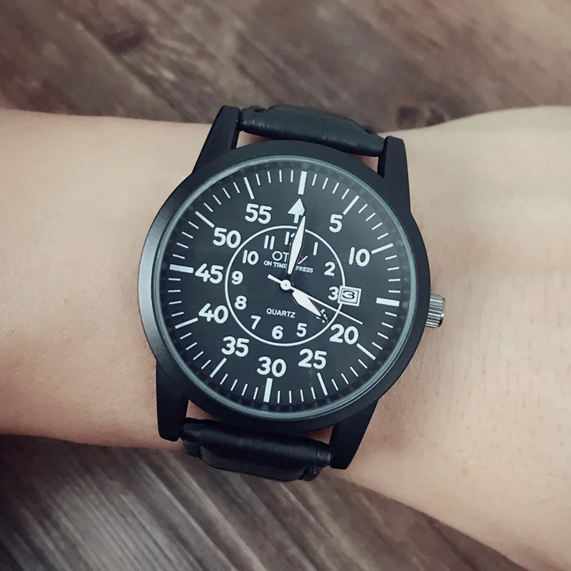 luxury brand quartz font b watch b font Casual Fashion Leather font b watches b font
