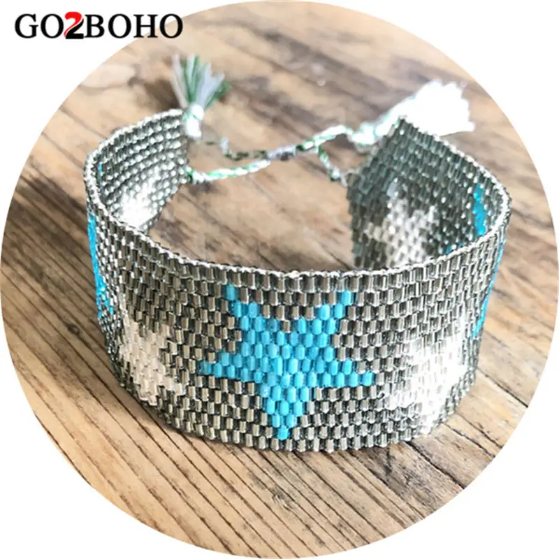 Go2boho MIYUKI браслет бусы тканые браслеты женские запонки со звездой браслеты с кисточками женские пентаграммы ювелирные изделия ручной работы Прямая поставка