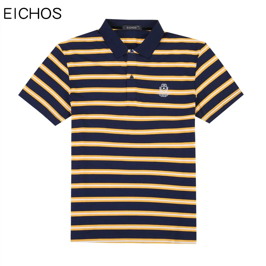 

EICHOS 2018 Business striped polo shirts for men Cotton Breathable Short Sleeve mens polo shirt Brands Leisure Summer Tops