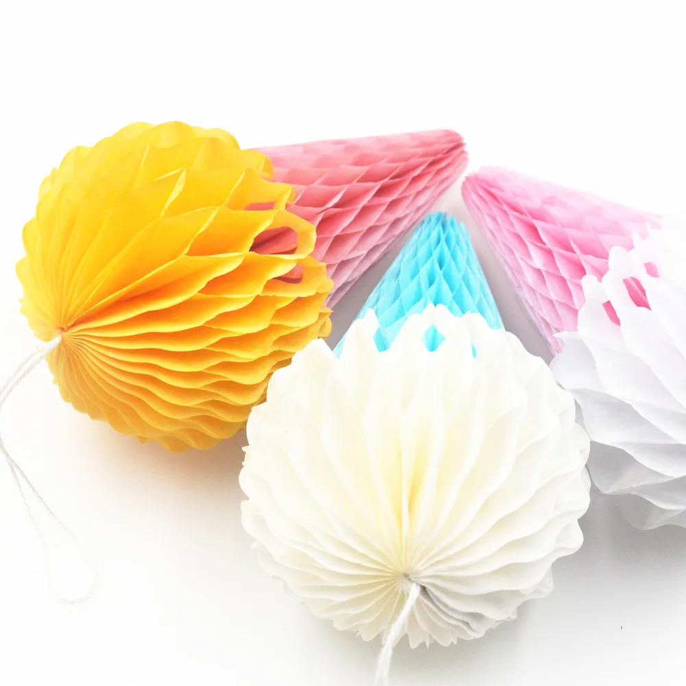 

Cute 5Pcs 6 inch Tissue Paper Lantern Ice Cream Honeycomb Ball Paper Flower For Home Garden Wedding Baby Shower Decoration