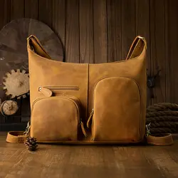 Большой емкости мужской Школьный рюкзак, рюкзак для путешествий ручной работы из натуральной кожи многофункциональный карман Сумка Через