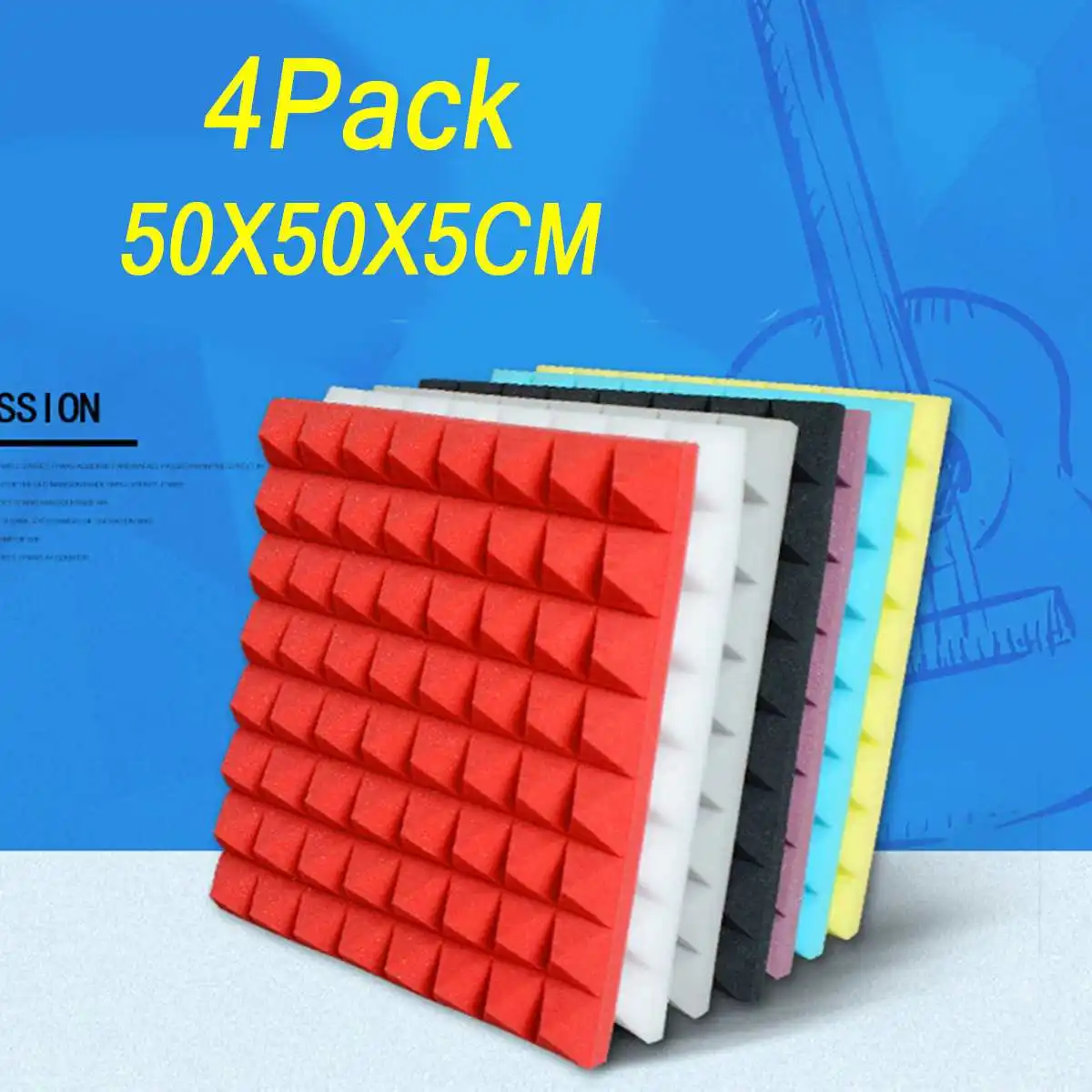 

4pcs 500X500X50mm Soundproofing Foam Acoustic Foam Sound Treatment Studio Room Absorption Tiles Polyurethane foam