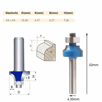 

1/4" Radius 1/4" Shank Round Over Beading Edging Router Bit Woodworking Tool
