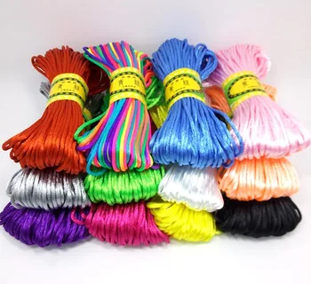 

New Arrivals 12pcs 2mm 20m/sheaf Chinese Knot Cord Satin Braided String Mixed 12 Colors Jewelry Findings Beading Rope