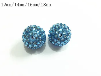 

(Choose Size First) 12mm/14mm/16mm/18mm Clear Sky Blue Resin Rhinestone Beads