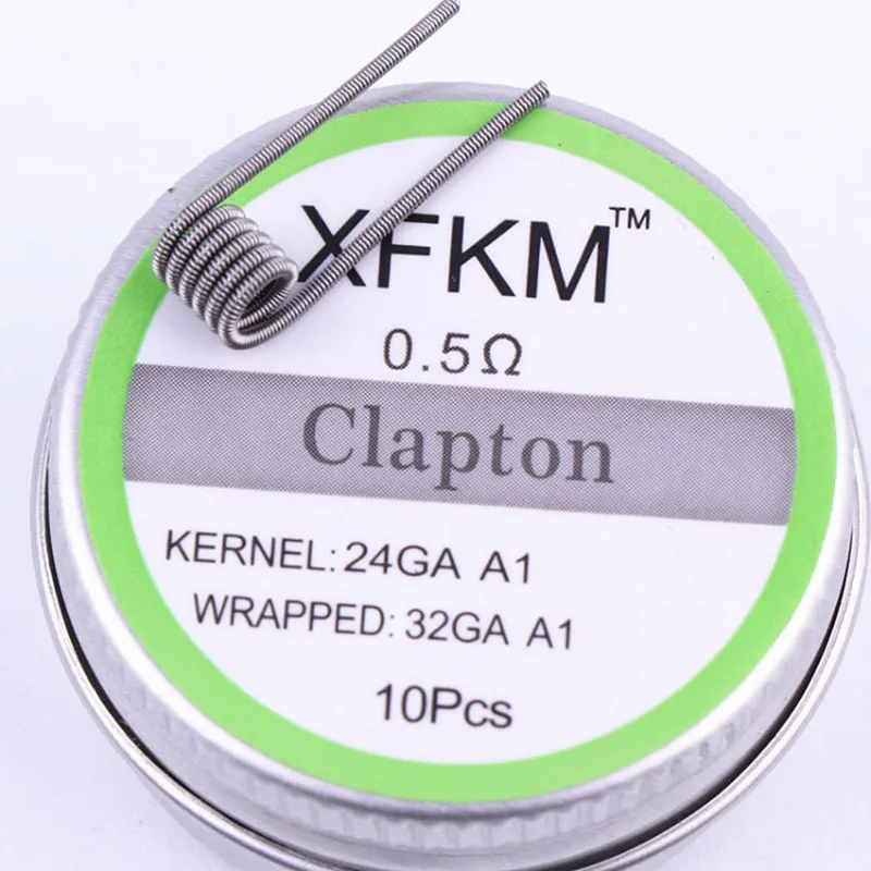 10 шт./кор. A-touch XFKM преднамотанные койлы DIY Vape нагревательный провод KA1 Fused Clapton с сопротивлением Alien Clapton Flat Twisted и т. д. для RDA форсунки