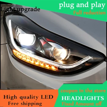 

Car Styling Head Lamp Case For Hyundai ELANTRA 2012-2015 Headlights LED Headlight DRL Flowing Turn Signal , Low Beam With HID