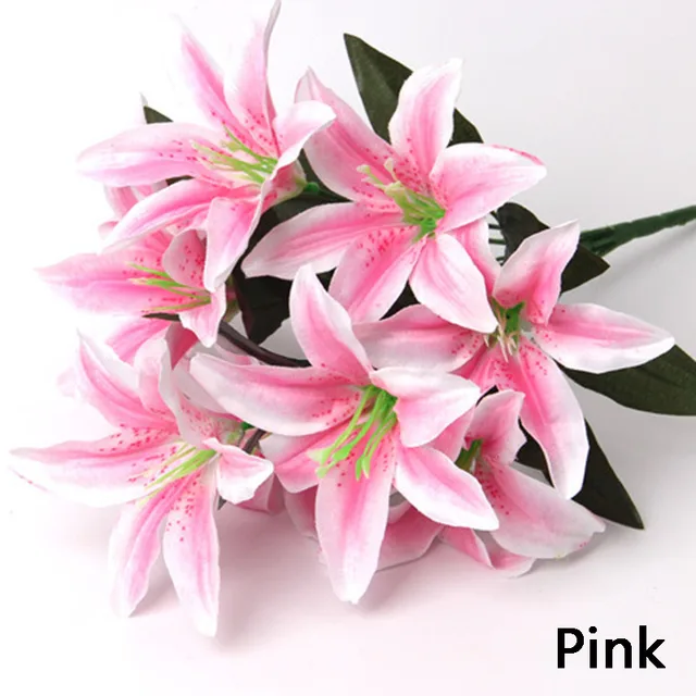 Buy 1 Bunch Multicolor Artificial Lily Flower Bouquet