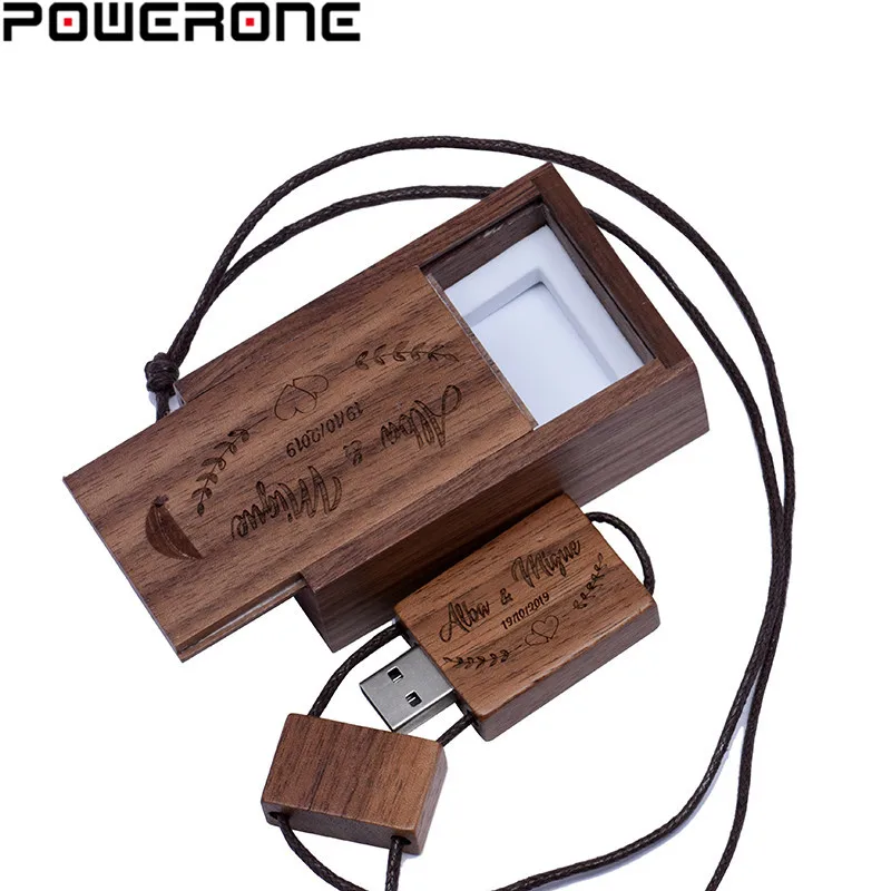 POWERONE Nutural деревянный USB флеш-накопитель ремешок деревянная Флешка 8 ГБ 16 ГБ 32 ГБ флеш-накопитель карта памяти U диск логотип клиента