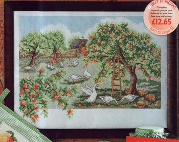 

Fishxx Cross Stitch Col161-1 scenery ripe apple orchard paintings on needlework lovely embroidery 100% Egyptian cotton diy
