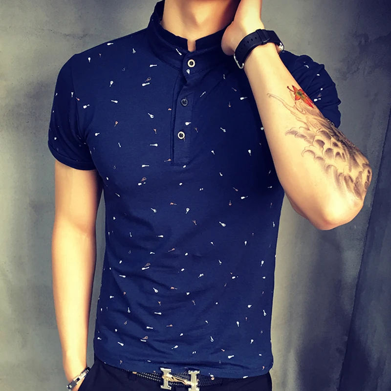 estampada para guitarra, verão, casual, slim fit, de algodão, 2019 polos polos