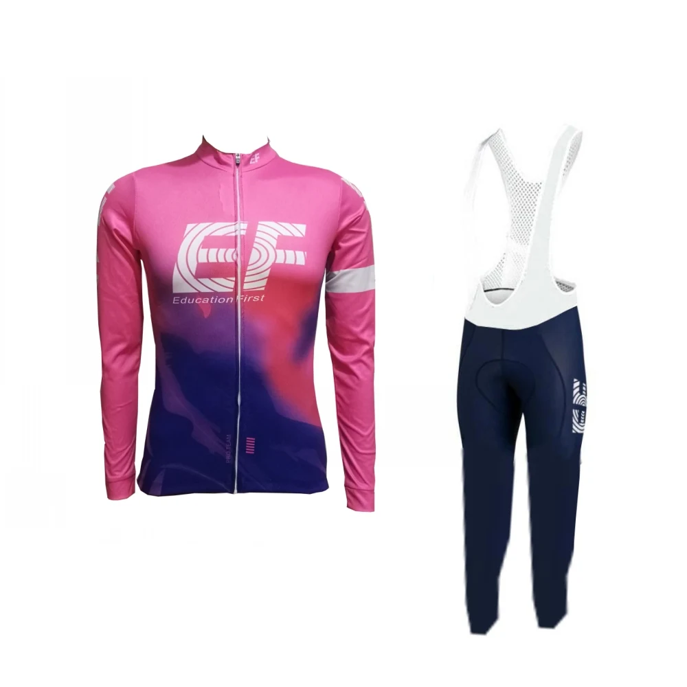 spring thin pro team Education first pink cycling jersey kits mens