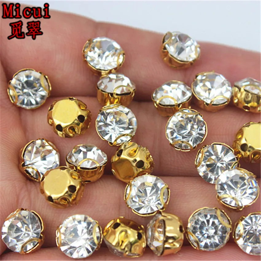 Micui 30 шт. Стразы для пришивания стекла с золотыми медными кристаллами в виде когтей Стразы с блестками для одежды MC735