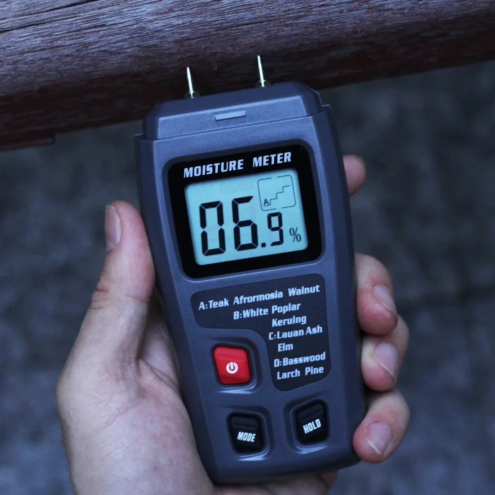 Digital Wood Moisture Meter Professional 0~99.9% Timber Hygrometer Portable Tool LCD Display Handheld Timber Damp Detector EMT01 wood moisture meter