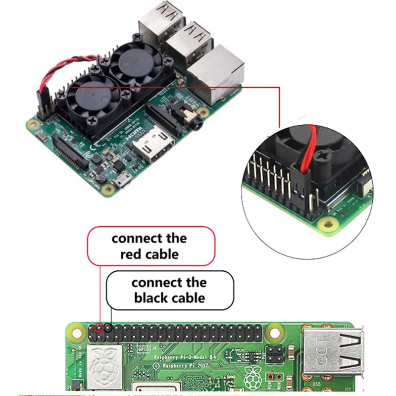 YOUNUON Raspberry Pi 3 3bPlus Dual Fan Double Cooling Fans For Raspberry Pi 2 Model B B+/Raspberry Pi 3 Model B B+/NESPi Retrofl